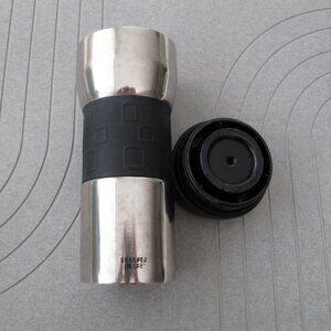 SHARPER IMAGE Thermos STAINLESS Steeel M-UG, black with silicone
